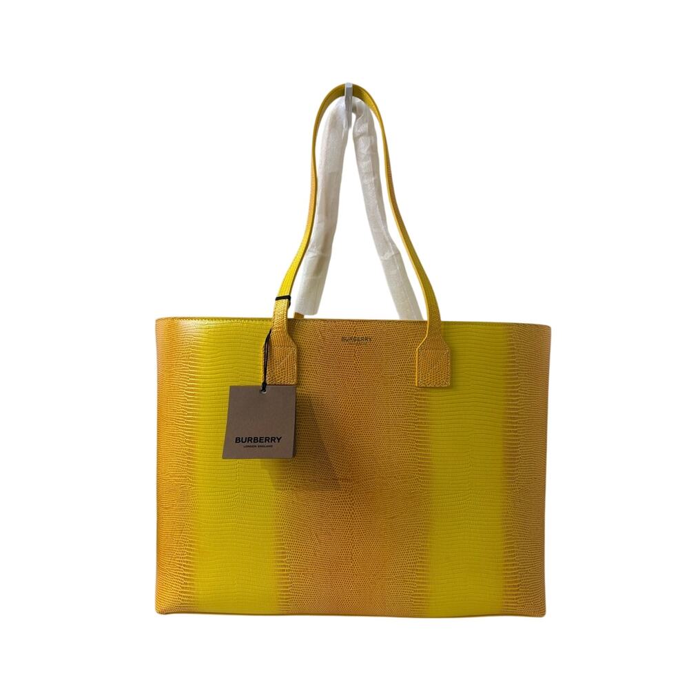 Burberry Calfskin Lizard Embossed London Tote Marigold New - Picture 3 of 9